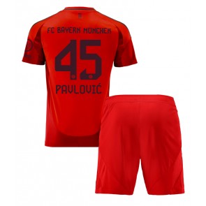 Bayern Munich Aleksandar Pavlovic #45 Dětské Domácí dres komplet 2024-25 Krátký Rukáv (+ trenýrky)